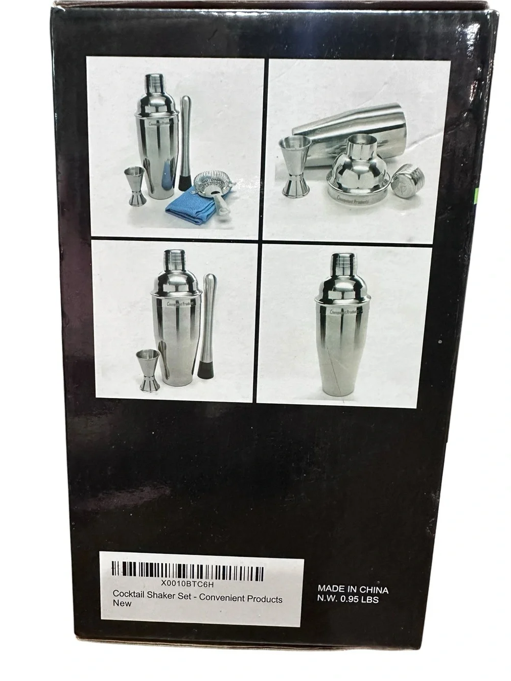 Convenient Products Stainless Steel Cocktail Shaker Set Bar Kit 24 oz‎ New